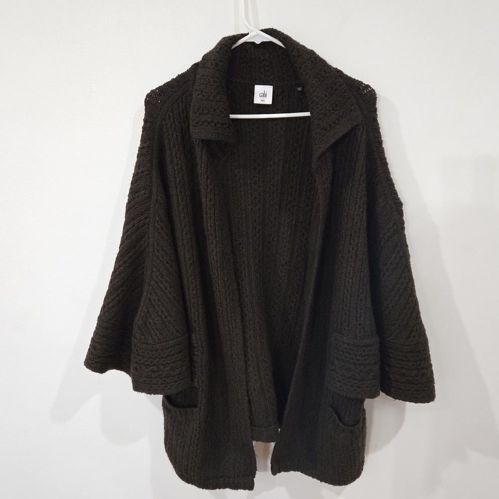 Cabi Sz M/L Brown Chunky Repose Cape Cardigan Sweater